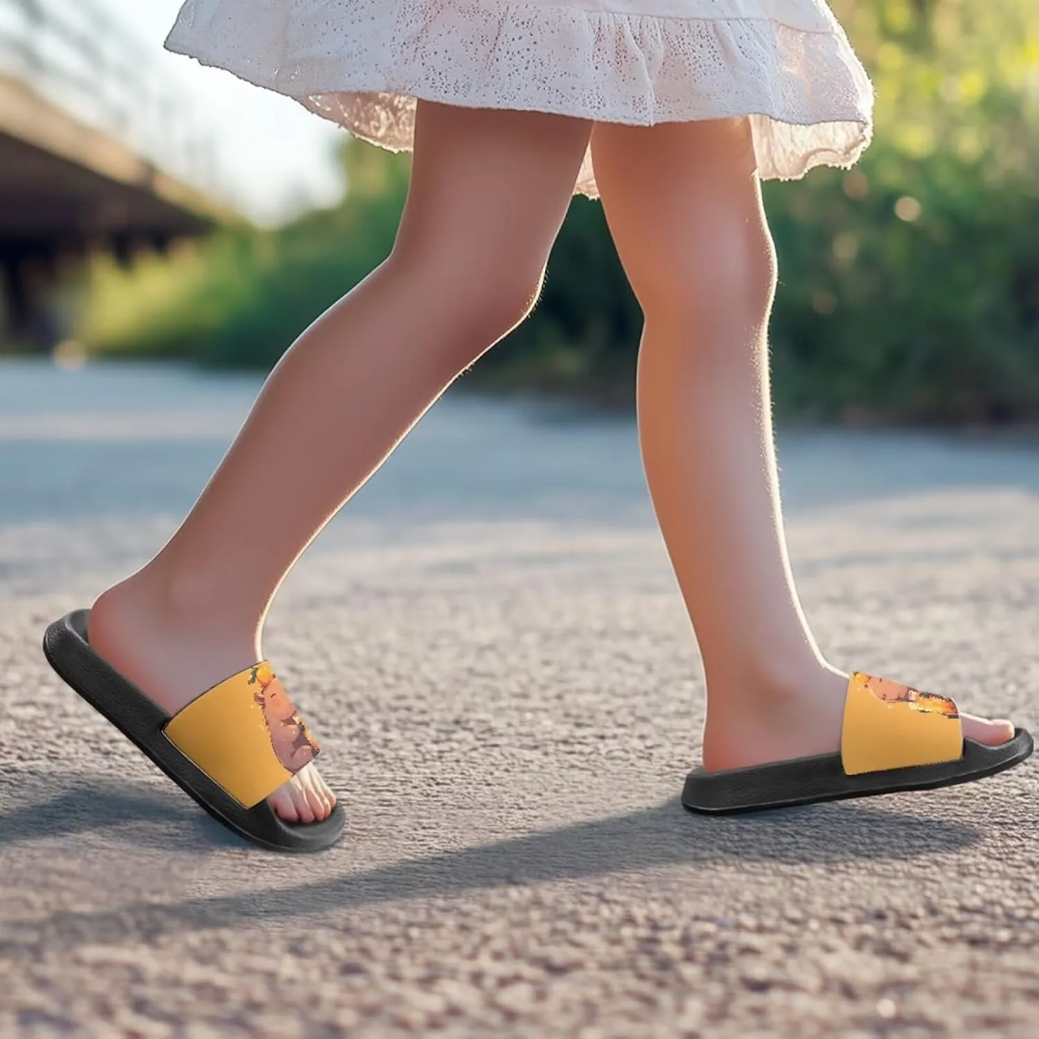 Girls Slide Sandals Non Slip Summer House Slippers Kids Open Toe Beach Slides Stylish Kids Shower Shoes