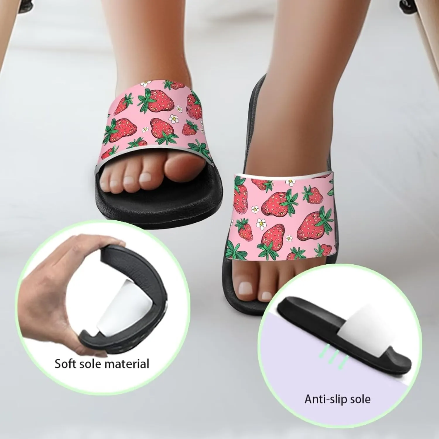Girls Slide Sandals Non Slip Summer House Slippers Kids Open Toe Beach Slides Stylish Kids Shower Shoes