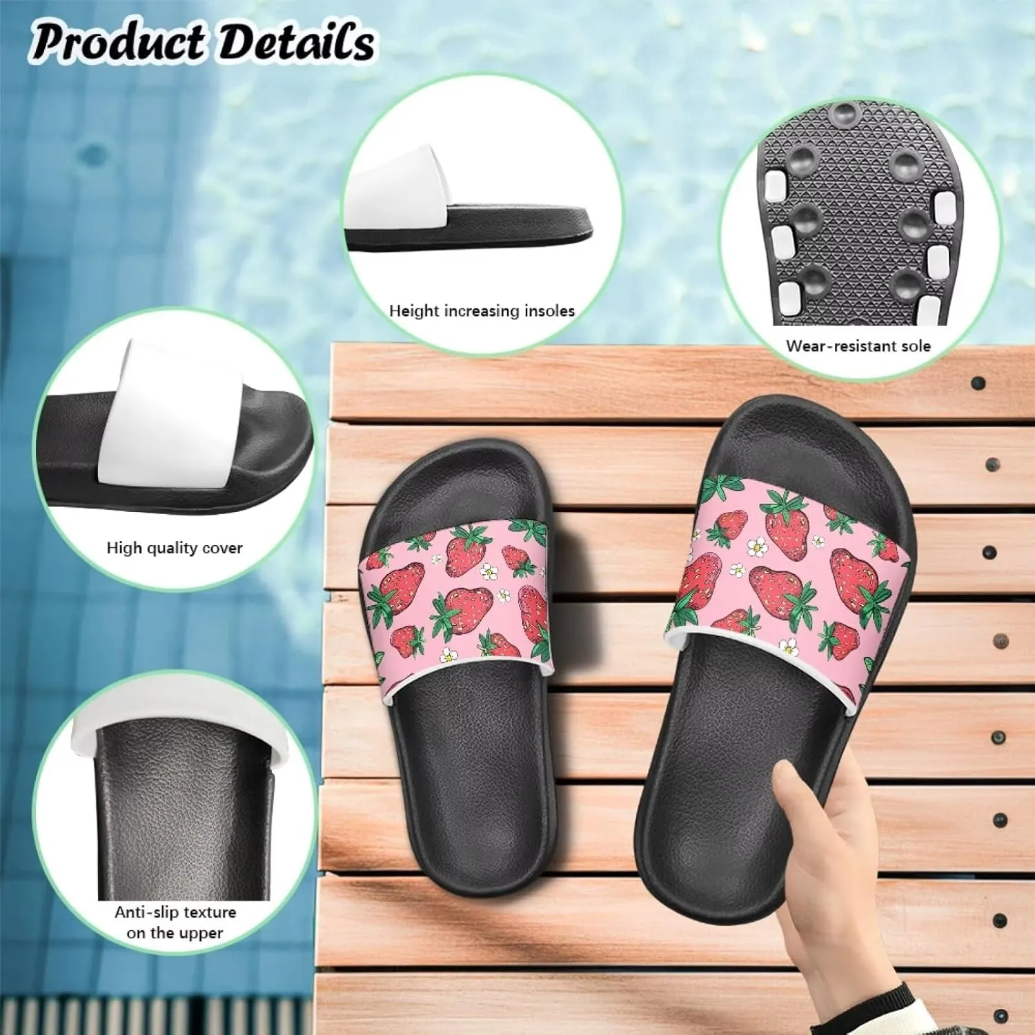 Girls Slide Sandals Non Slip Summer House Slippers Kids Open Toe Beach Slides Stylish Kids Shower Shoes