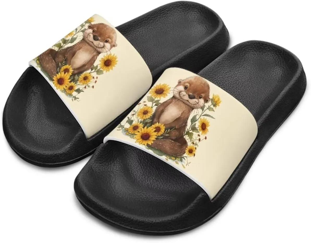 Girls Slides Comfortable Slippers Slides Animal Print Non-slip Shower Shoes Thick Sole House Slide Sandals