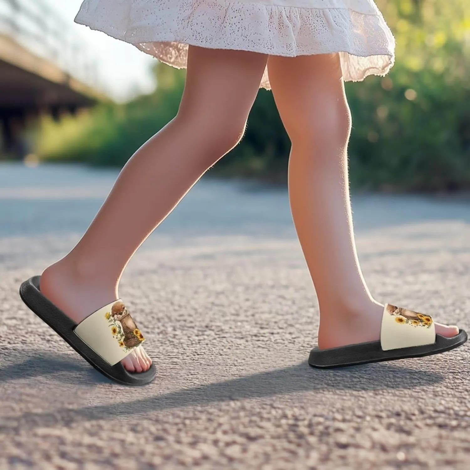 Girls Slides Comfortable Slippers Slides Animal Print Non-slip Shower Shoes Thick Sole House Slide Sandals