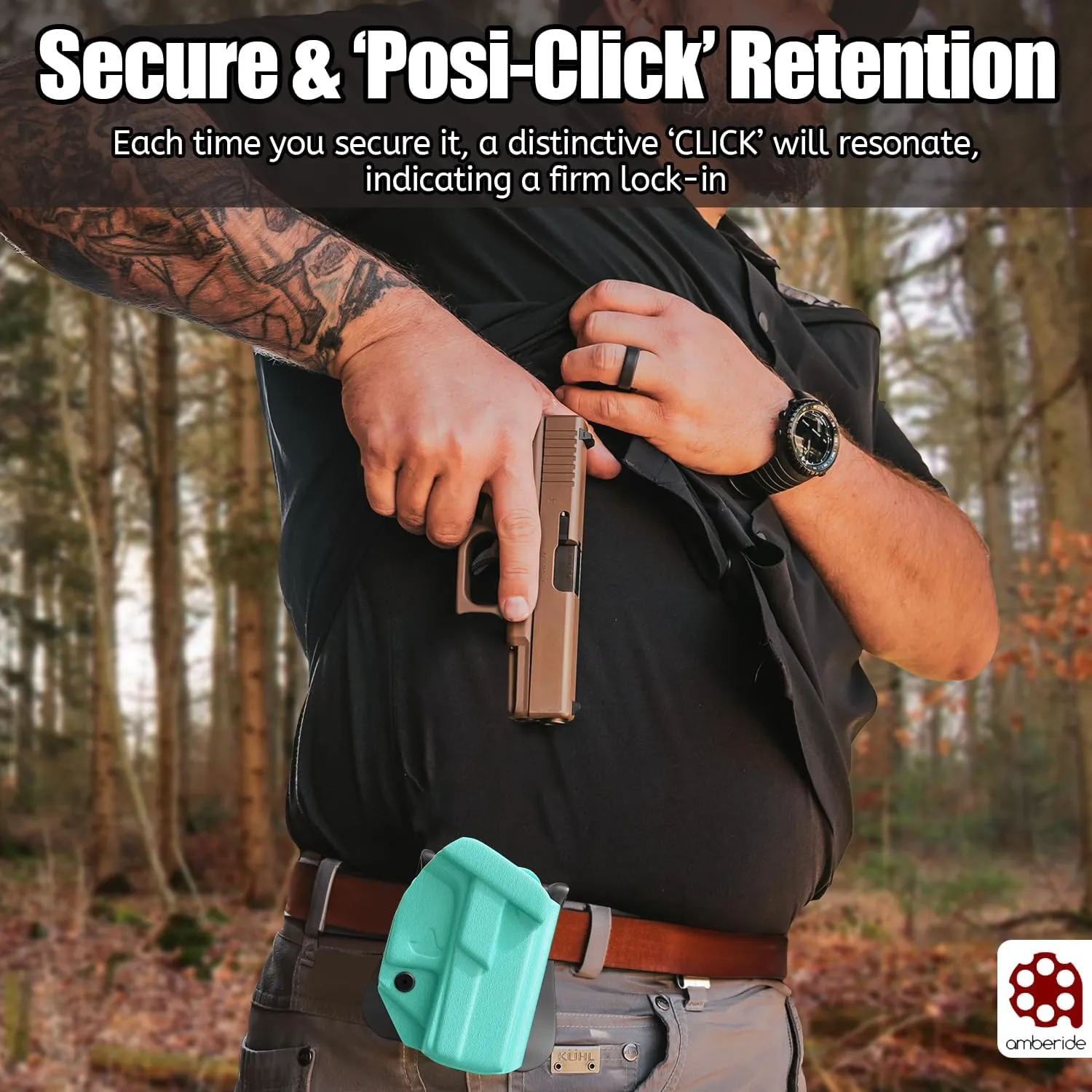 Glock19/19X/44/45/23/32 Holster IWB OWB Kydex Holster Custom Fit: Glock 19 19X 44 45 23 32 (Gen 1-5) Pistol - Inside Waistband Concealed Carry - Adj. Cant & 'Posi-Click' Retention - No Wear No Jitter