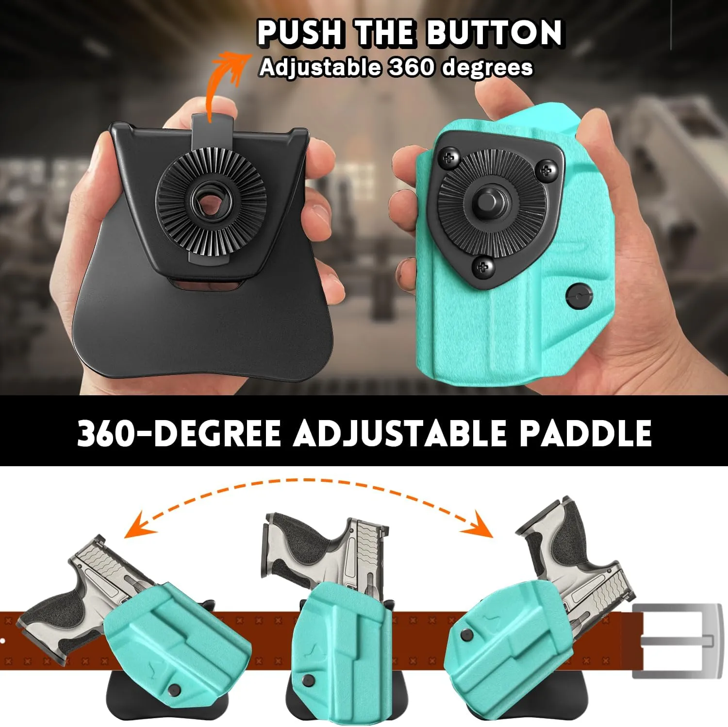 Glock19/19X/44/45/23/32 Holster IWB OWB Kydex Holster Custom Fit: Glock 19 19X 44 45 23 32 (Gen 1-5) Pistol - Inside Waistband Concealed Carry - Adj. Cant & 'Posi-Click' Retention - No Wear No Jitter