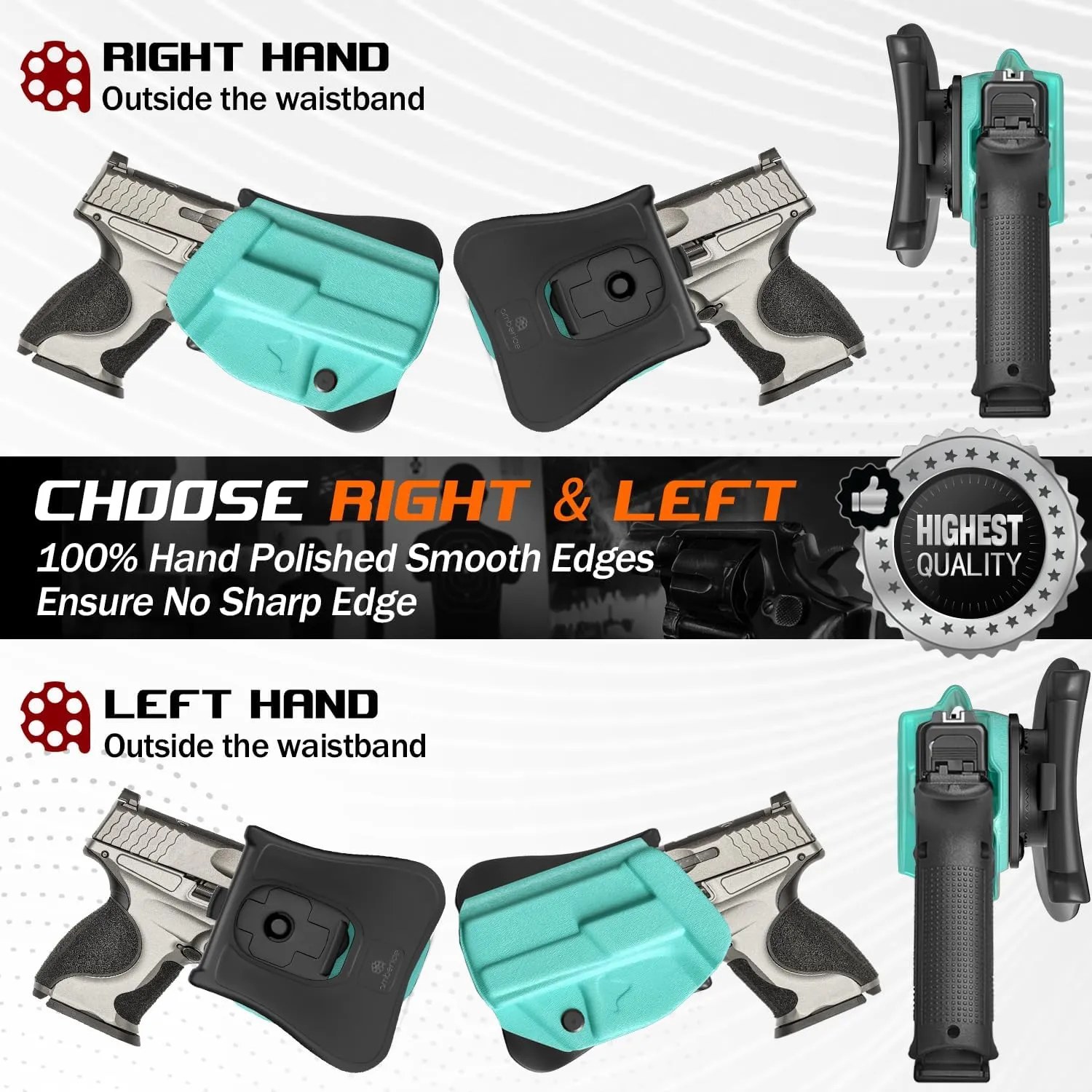 Glock19/19X/44/45/23/32 Holster IWB OWB Kydex Holster Custom Fit: Glock 19 19X 44 45 23 32 (Gen 1-5) Pistol - Inside Waistband Concealed Carry - Adj. Cant & 'Posi-Click' Retention - No Wear No Jitter