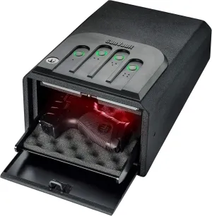 GunVault MiniVault - Quick Access Automatic Slide-Out Handgun Safe with Patented No-Eyes® Keypad (1 Pistol Capacity)