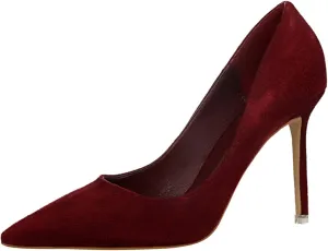 Hee grand Classic Pointed Toe Heels for Women Fashion Suede Stiletto Wedding Party Dress Shoes Office Pumps Lady High Heels