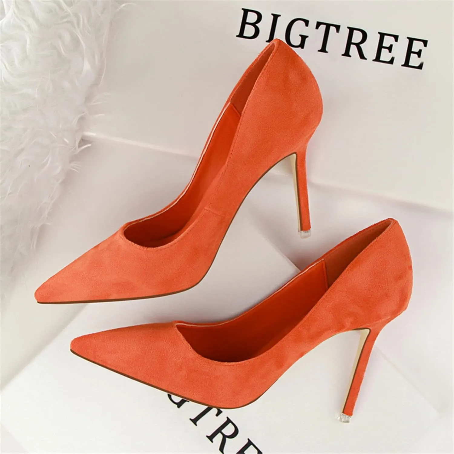 Hee grand Classic Pointed Toe Heels for Women Fashion Suede Stiletto Wedding Party Dress Shoes Office Pumps Lady High Heels