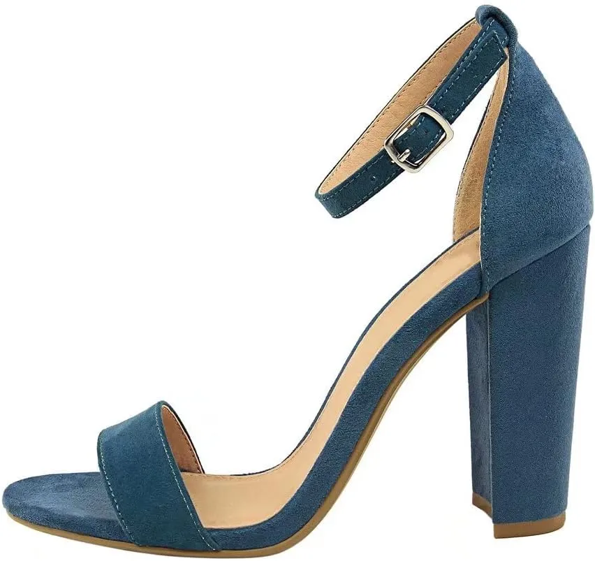 Hee grand Women's Heels Closed Toe Ankle Strap Chunky Block High Heel Sandals Dress Evening Party Platform Pump Shoes