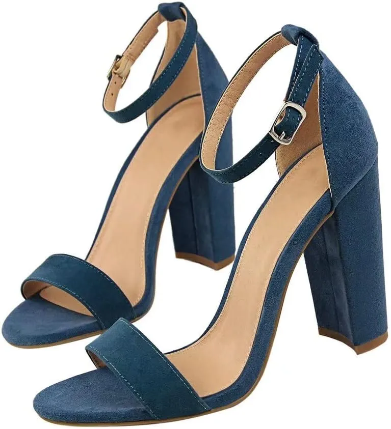 Hee grand Women's Heels Closed Toe Ankle Strap Chunky Block High Heel Sandals Dress Evening Party Platform Pump Shoes