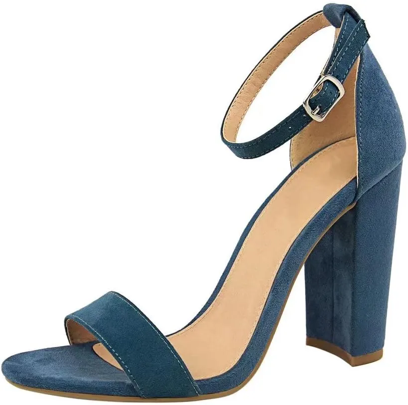 Hee grand Women's Heels Closed Toe Ankle Strap Chunky Block High Heel Sandals Dress Evening Party Platform Pump Shoes