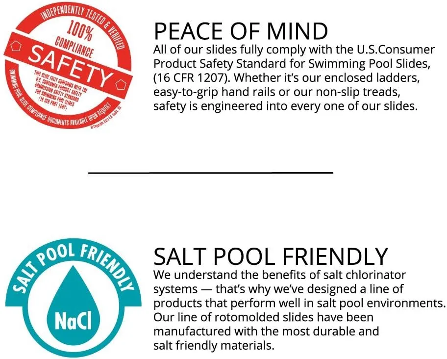 HELIX S.R.Smith heliX2 640-209-58124 S.R.Smith Pool Slide For In-Ground Pool, Gray Granite