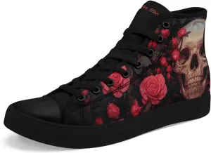High-top Skull Canvas Sneaker for Men Women Punk Gothic Fashion Unisex Trendy Flame Walking Casual Flat Walking Shoes