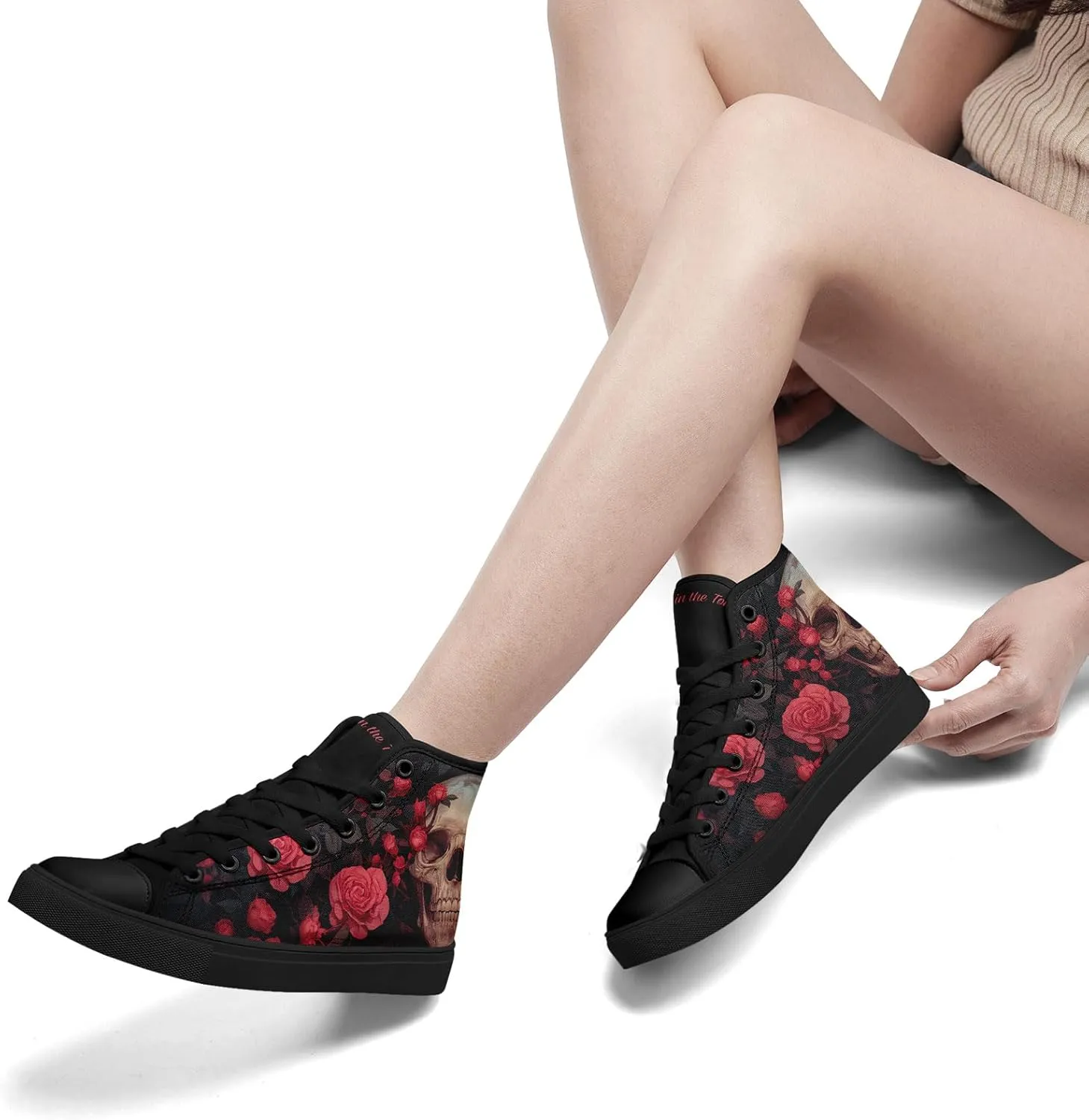 High-top Skull Canvas Sneaker for Men Women Punk Gothic Fashion Unisex Trendy Flame Walking Casual Flat Walking Shoes