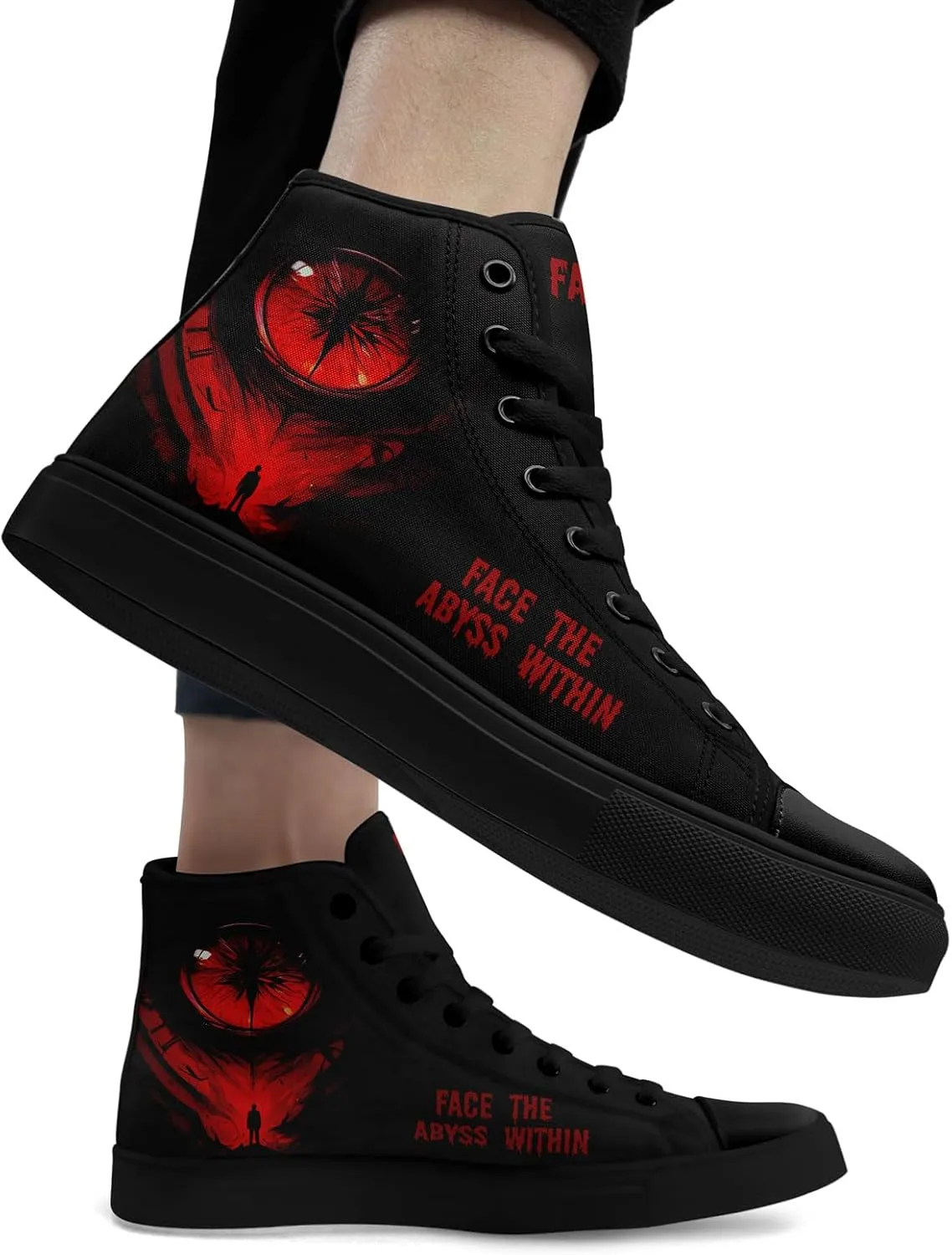 High-top Skull Canvas Sneaker for Men Women Punk Gothic Fashion Unisex Trendy Flame Walking Casual Flat Walking Shoes