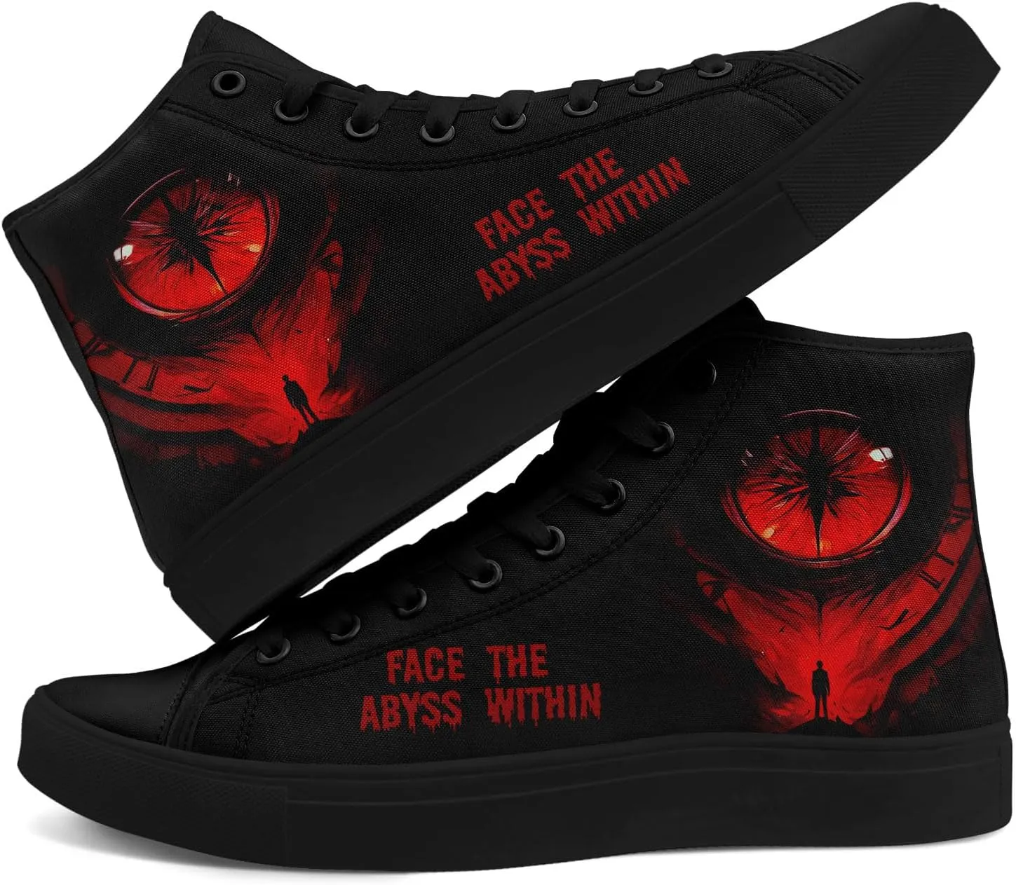 High-top Skull Canvas Sneaker for Men Women Punk Gothic Fashion Unisex Trendy Flame Walking Casual Flat Walking Shoes