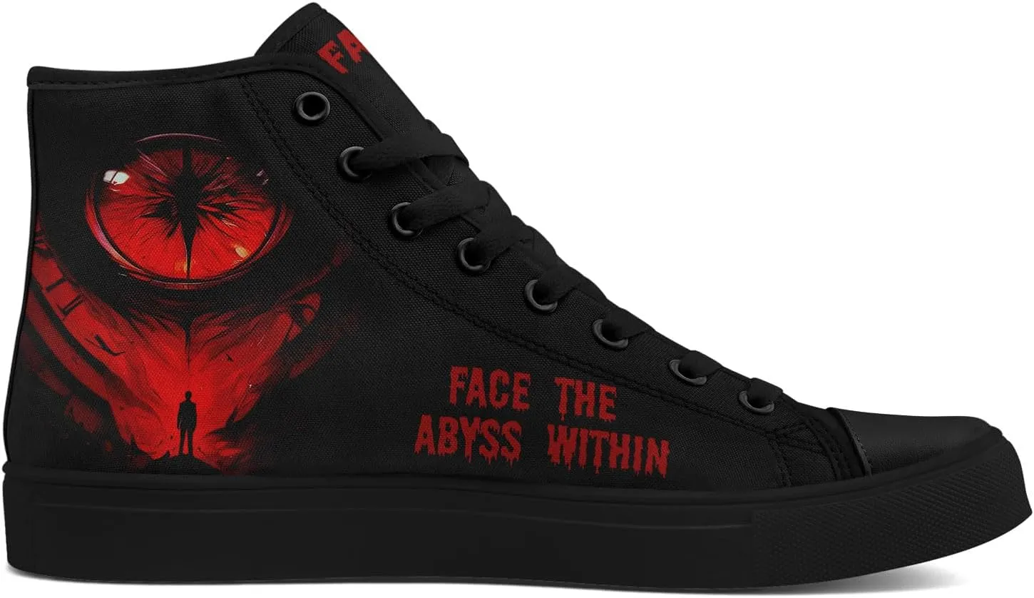 High-top Skull Canvas Sneaker for Men Women Punk Gothic Fashion Unisex Trendy Flame Walking Casual Flat Walking Shoes