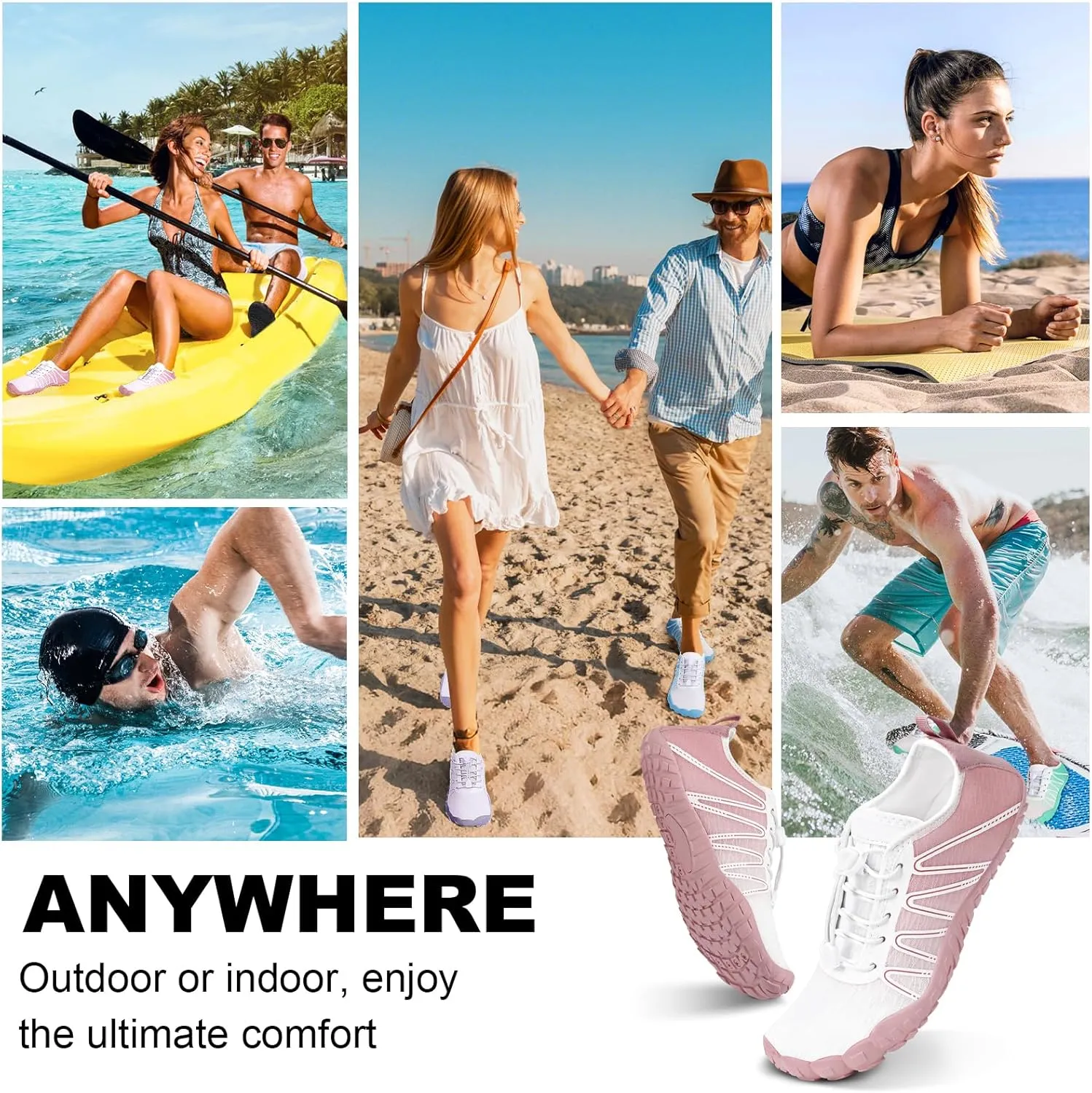 Hike Barefoot Water Shoes Women Men, Pro Grounded Footwear Womens Mens Breathable Wide Toe Box Grounding Unisex for Outdoor Beach Swim Pool Hiking Kayaking Surfing