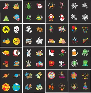 Holiday Halloween Valentine Party Christmas Diwali Projector Light (Indoor, Outdoor, Splashproof IP44), 16 Slides (4 Pictures Each), 10 Wave Effects, Remote Control (Power Timer Speed Flash), 3 Mounts