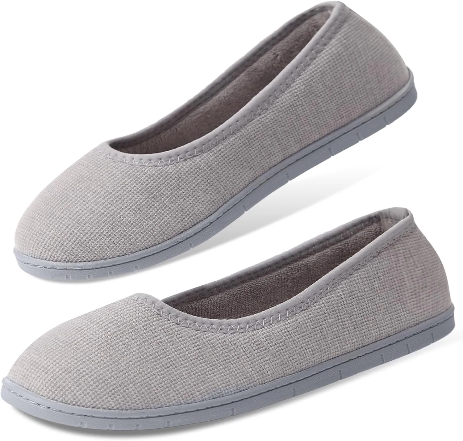 House Shoes for Women Comfy Memory Foam Loafer Slippers for Ladies Non-slip Sole for Comfort Ballet Flat with Closed Back Indoor and Outdoor for All Season Wear Black LightGrey Beige US6-US11