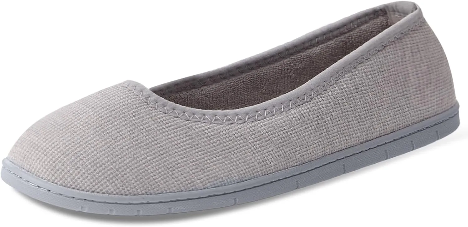 House Shoes for Women Comfy Memory Foam Loafer Slippers for Ladies Non-slip Sole for Comfort Ballet Flat with Closed Back Indoor and Outdoor for All Season Wear Black LightGrey Beige US6-US11
