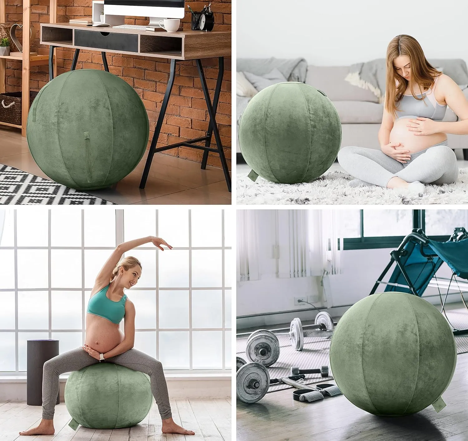 Husband Pillow Exercise Ball, Cover with Pump for Yoga, Pilates, Fitness Balance Stability, Office Ball Chair Seat. Soft & Slip Resistant, Pro Guide