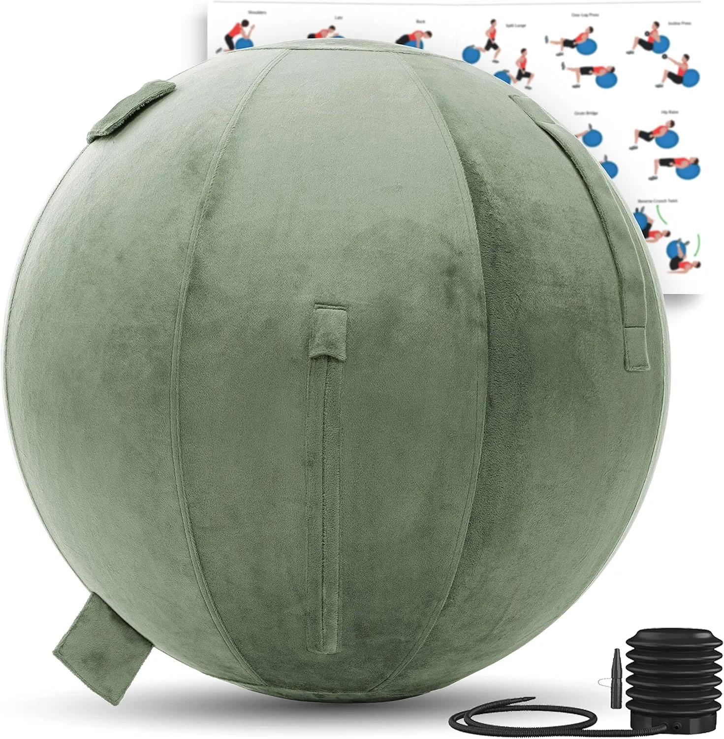 Husband Pillow Exercise Ball, Cover with Pump for Yoga, Pilates, Fitness Balance Stability, Office Ball Chair Seat. Soft & Slip Resistant, Pro Guide