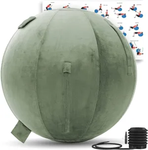 Husband Pillow Exercise Ball, Cover with Pump for Yoga, Pilates, Fitness Balance Stability, Office Ball Chair Seat. Soft & Slip Resistant, Pro Guide