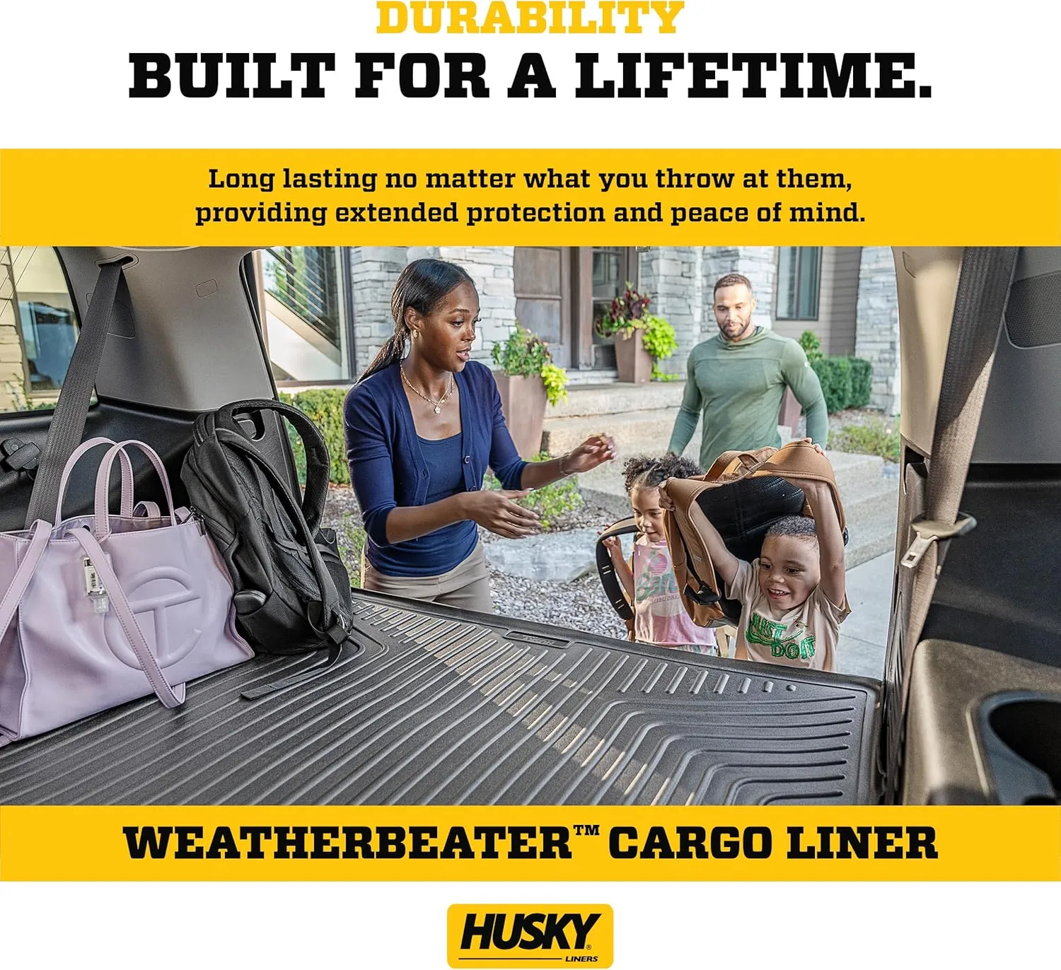Husky Liners Weatherbeater Cargo Liner | Fits 2023-2025 Honda Pilot (Folds Up & Down w/3rd Row) | 1-pc Black - 25821