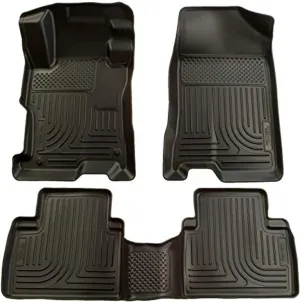 Husky Liners Weatherbeater Floor Mats | Fits 2004-2009 Toyota Prius | Front & 2nd Row, 3-pc Black - 98521