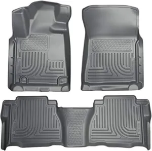 Husky Liners Weatherbeater Floor Mats | Fits 2007-2011 Toyota Tundra, CrewMax & Double Cab (Footwell Coverage) | Front & 2nd Row, 3-pc Grey - 98582