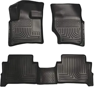 Husky Liners Weatherbeater Floor Mats | Fits 2007-2015 Audi Q7 | Front & 2nd Row, 3-pc Black - 96421