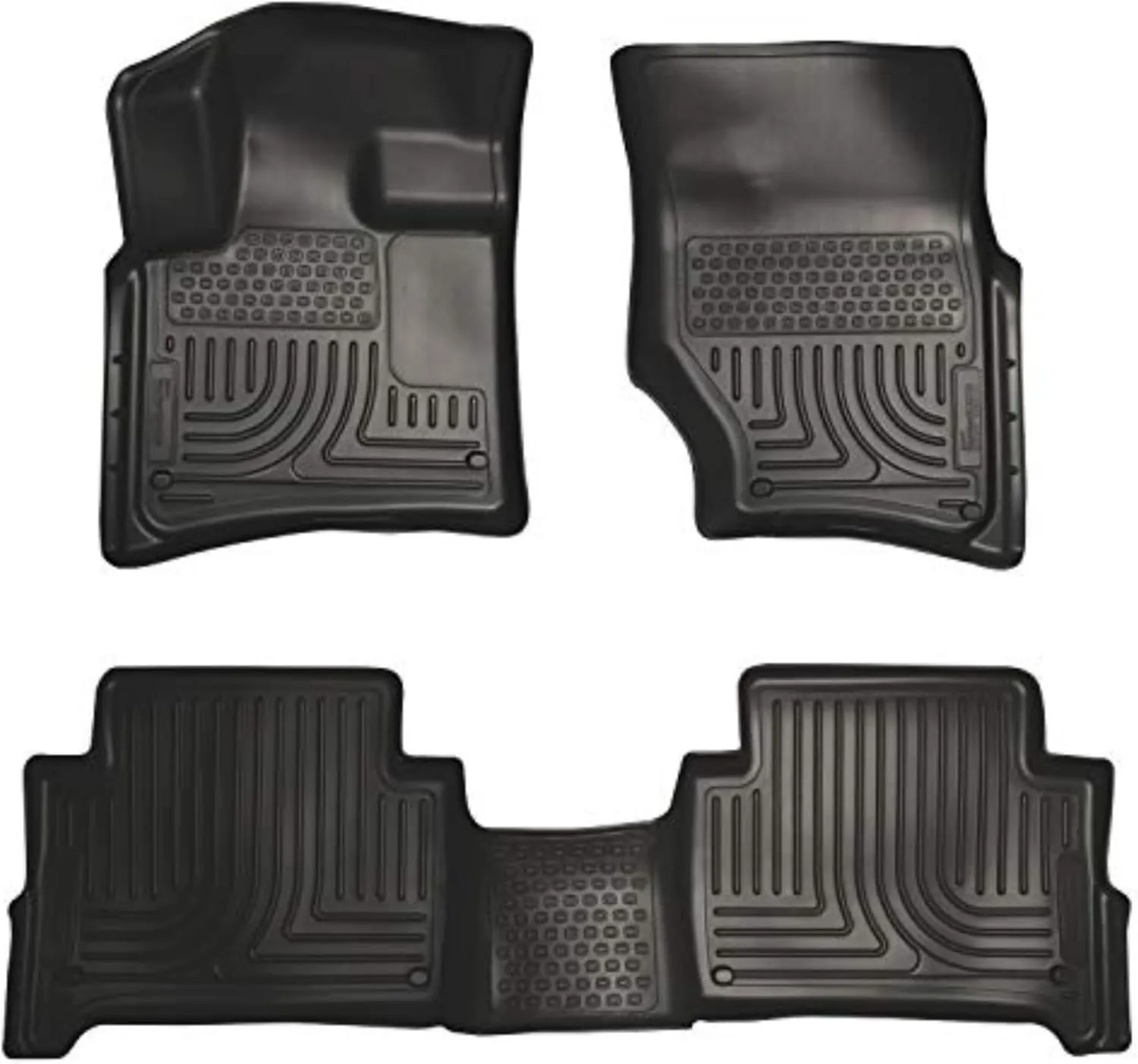 Husky Liners Weatherbeater Floor Mats | Fits 2007-2015 Audi Q7 | Front & 2nd Row, 3-pc Black - 96421