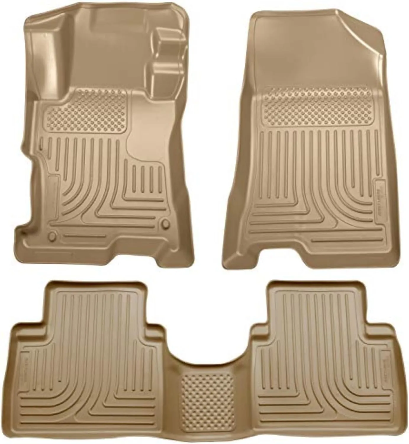 Husky Liners Weatherbeater Floor Mats | Fits 2008-2012 Honda Accord 4 Door | Front & 2nd Row, 3-pc Tan - 98403