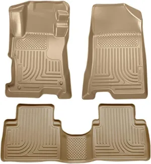Husky Liners Weatherbeater Floor Mats | Fits 2008-2012 Honda Accord 4 Door | Front & 2nd Row, 3-pc Tan - 98403