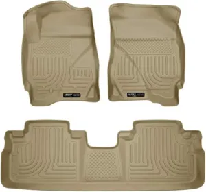 Husky Liners Weatherbeater Floor Mats | Fits 2009-2012 Ford Escape; 2009-2011 Mazda Tribute & Mercury Mariner | Front & 2nd Row, 3-pc Tan - 98353