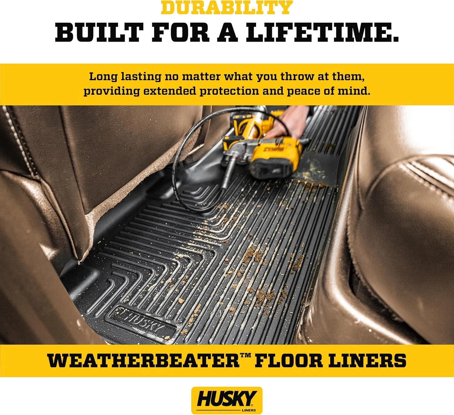 Husky Liners Weatherbeater Floor Mats | Fits 2009-2012 Ford Escape; 2009-2011 Mazda Tribute & Mercury Mariner | Front & 2nd Row, 3-pc Tan - 98353