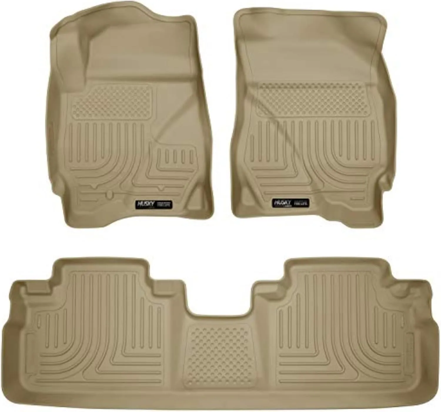 Husky Liners Weatherbeater Floor Mats | Fits 2009-2012 Ford Escape; 2009-2011 Mazda Tribute & Mercury Mariner | Front & 2nd Row, 3-pc Tan - 98353