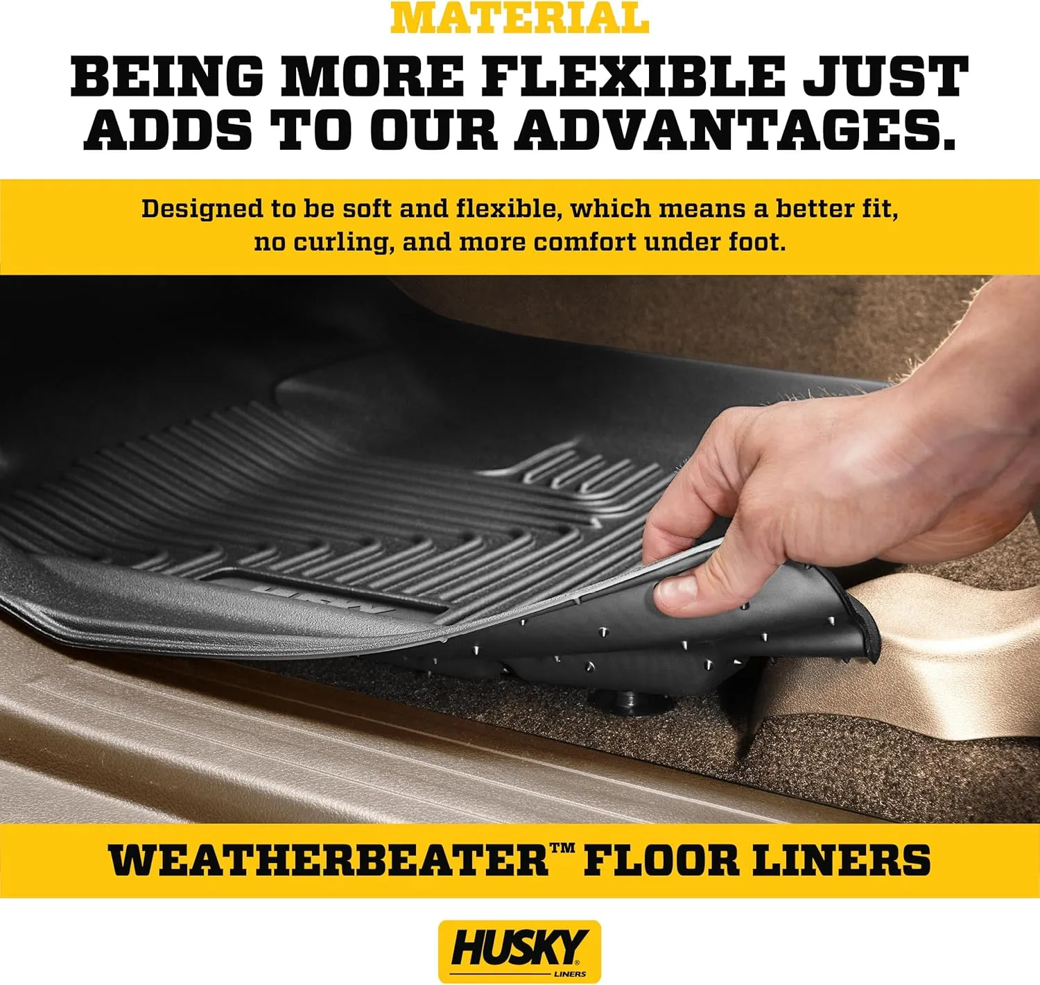 Husky Liners Weatherbeater Floor Mats | Fits 2009-2012 Ford Escape; 2009-2011 Mazda Tribute & Mercury Mariner | Front & 2nd Row, 3-pc Tan - 98353