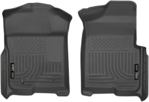 Husky Liners Weatherbeater Floor Mats | Fits 2009-2014 Ford F-150 All Cabs w/Out Manual Shifter | Front Row, 2-pc Black - 18331