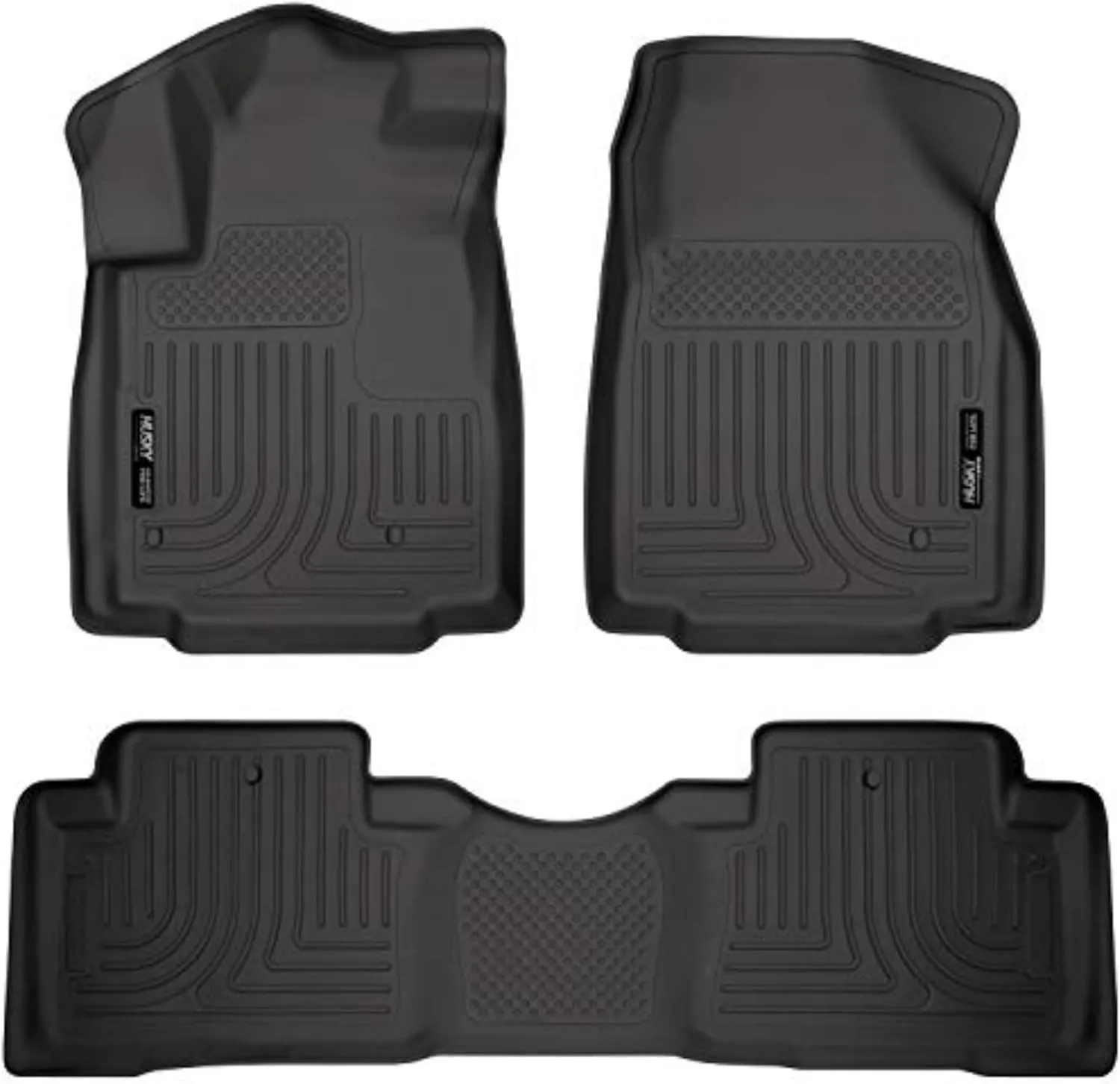 Husky Liners Weatherbeater Floor Mats | Fits 2009 - 2015 Honda Pilot | Front & 2nd Row, 3-pc Black - 98421