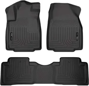 Husky Liners Weatherbeater Floor Mats | Fits 2009 - 2015 Honda Pilot | Front & 2nd Row, 3-pc Black - 98421