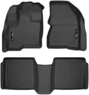 Husky Liners Weatherbeater Floor Mats | Fits 2009-2019 Ford Flex; 2010-2019 Lincoln MKT | Front & 2nd Row, 3-pc Black - 98741