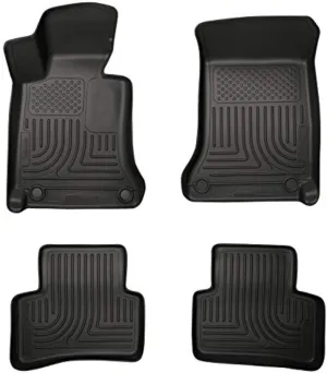Husky Liners Weatherbeater Floor Mats | Fits 2012-2014 Mercedes-Benz C200 Sedan & C350; 2008-2014 Mercedes-Benz C300 | Front & 2nd Row, 4-pc Black - 99811