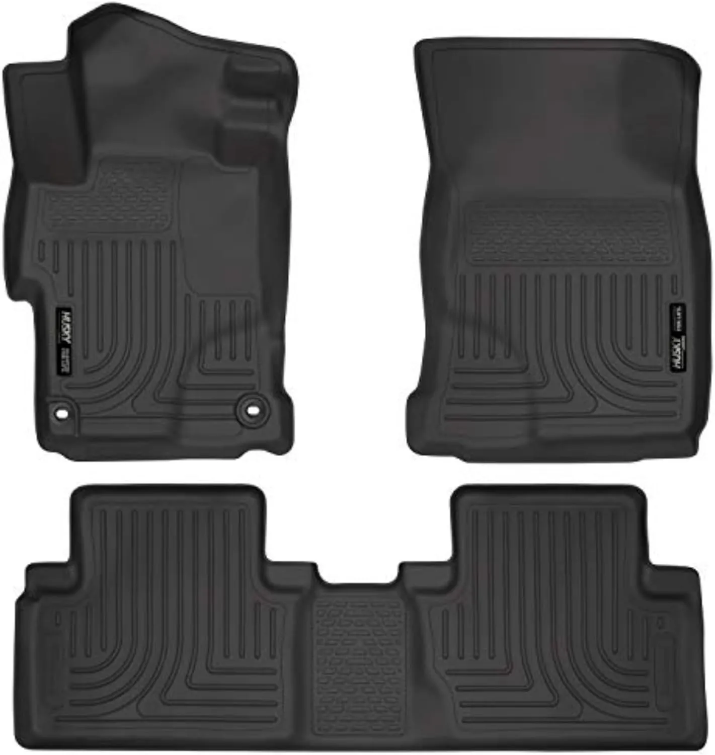 Husky Liners Weatherbeater Floor Mats | Fits 2014-2015 Honda Civic 4-Door | Front & 2nd Row, 3-pc Black - 99441