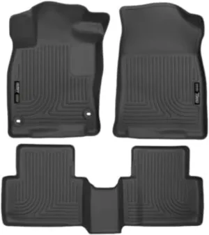 Husky Liners Weatherbeater Floor Mats | Fits 2016 - 2021 Honda Civic Coupe/Sedan/Hatchback (See Description); 2019 - 2021 Honda Insight | Front & 2nd Row, 3-pc Black - 98461