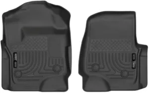 Husky Liners Weatherbeater Floor Mats | Fits 2017 - 2024 Ford F-250/F-350/F-450 SuperCrew Cab & SuperCab with Factory Vinyl Flooring | Front Row, 2-pc Black - 13321