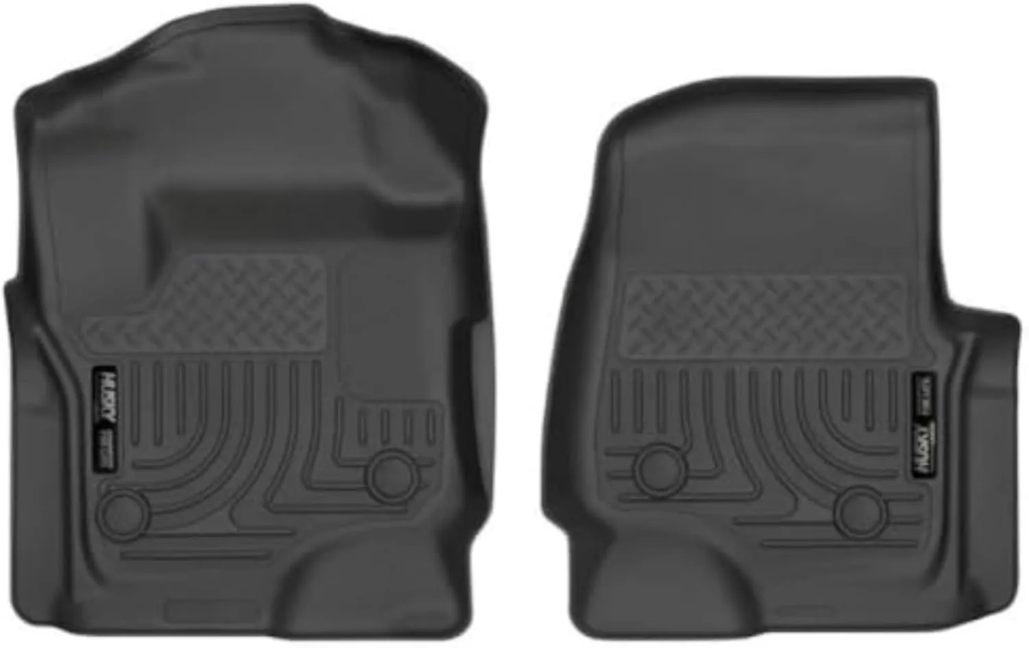 Husky Liners Weatherbeater Floor Mats | Fits 2017 - 2024 Ford F-250/F-350/F-450 SuperCrew Cab & SuperCab with Factory Vinyl Flooring | Front Row, 2-pc Black - 13321