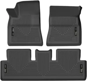 Husky Liners Weatherbeater Floor Mats | Fits 2017-2024 Tesla Model 3 | Front & 2nd Row, 3-pc Black - 95091