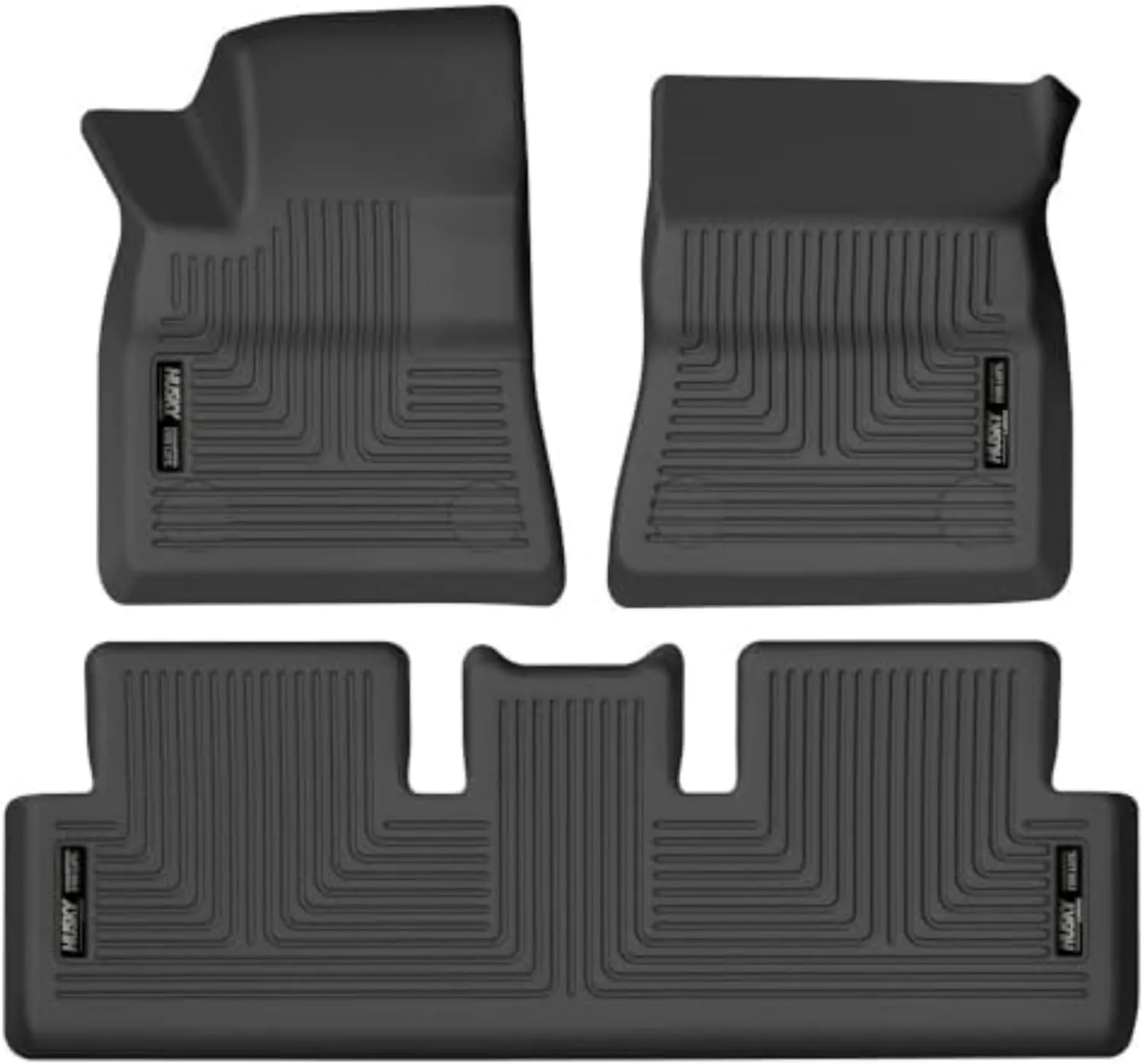 Husky Liners Weatherbeater Floor Mats | Fits 2017-2024 Tesla Model 3 | Front & 2nd Row, 3-pc Black - 95091