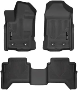 Husky Liners Weatherbeater Floor Mats | Fits 2019 - 2023 Ford Ranger SuperCrew | Front & 2nd Row, 3-pc Black - 94101